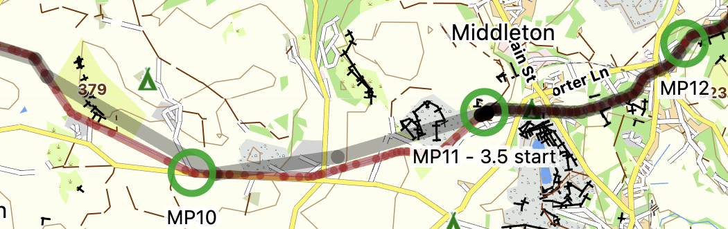 Section of map showing weak and good repeater areas
